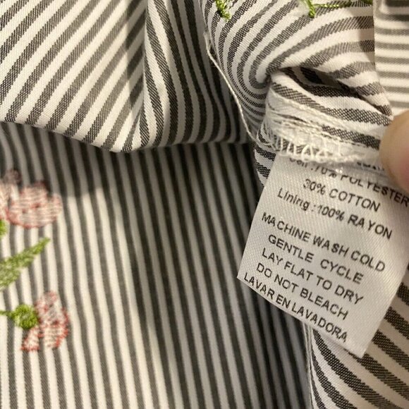 Le Lis Size Medium Striped Off Shoulder Ruffle Sleeve Embroidered Mini Dress - Picture 9 of 9